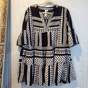 Grace+Karma White geometric print Dress